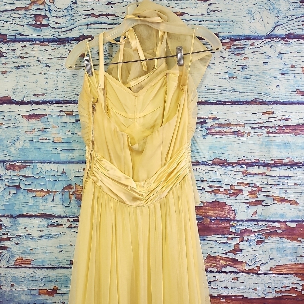 VTG 1950'S PROM Maxi Dress with Sheer Overlay Size M - Picture 3 of 6